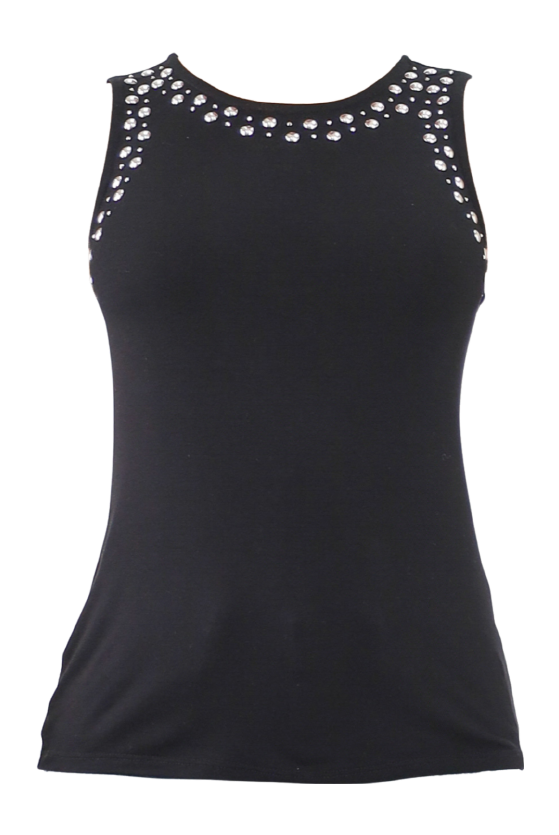Black Embellished Tank Top Flatlay