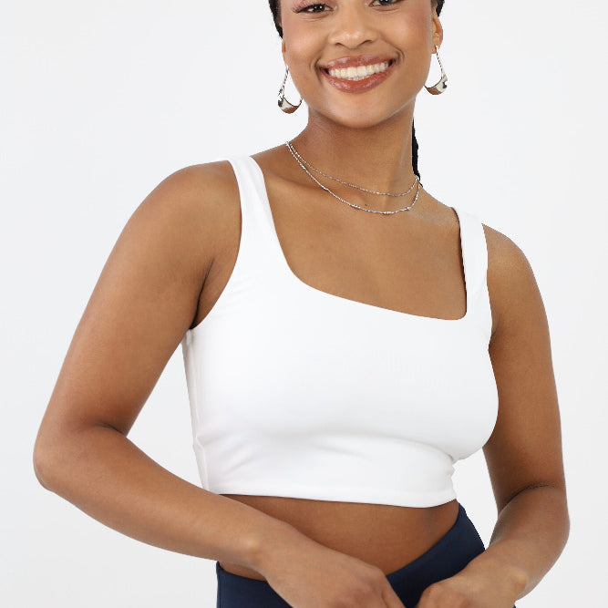 White Cropped Tank Top