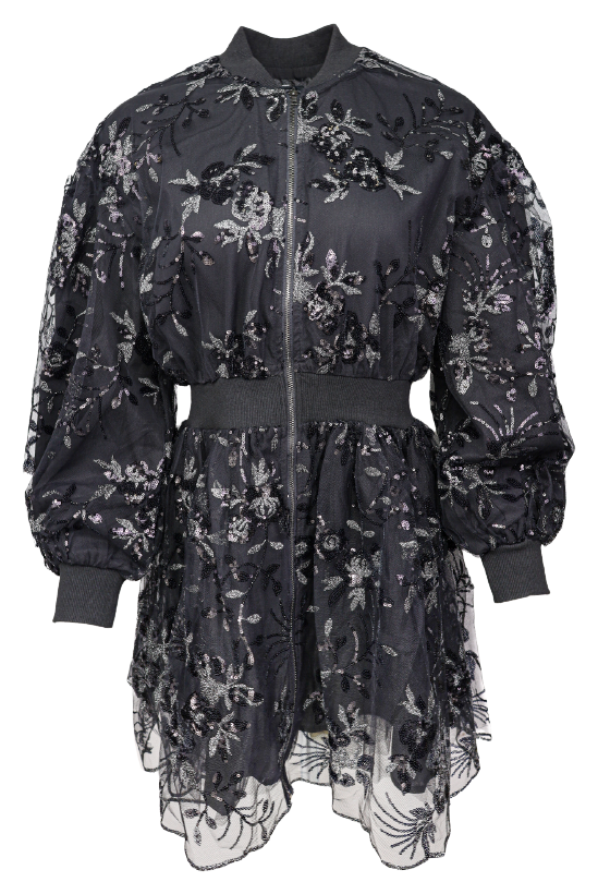 Black Sequin Embellished Dress Flatlay