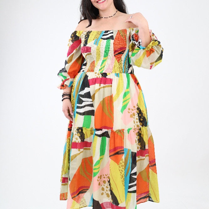 Abstract Print Maxi Dress