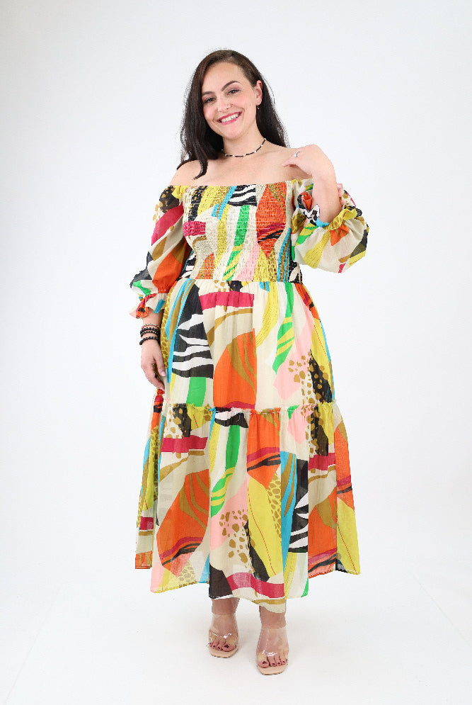 Abstract Print Maxi Dress