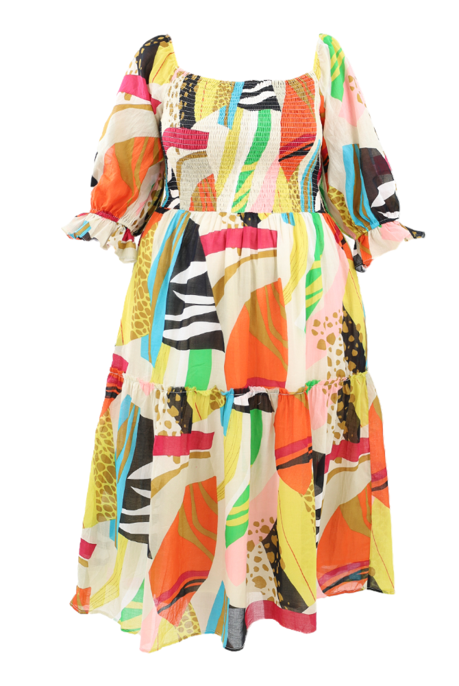 Abstract Print Maxi Dress Flatlay