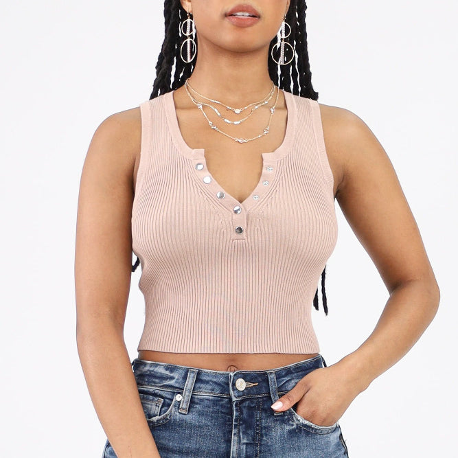 Taupe Ribbed Tank Top