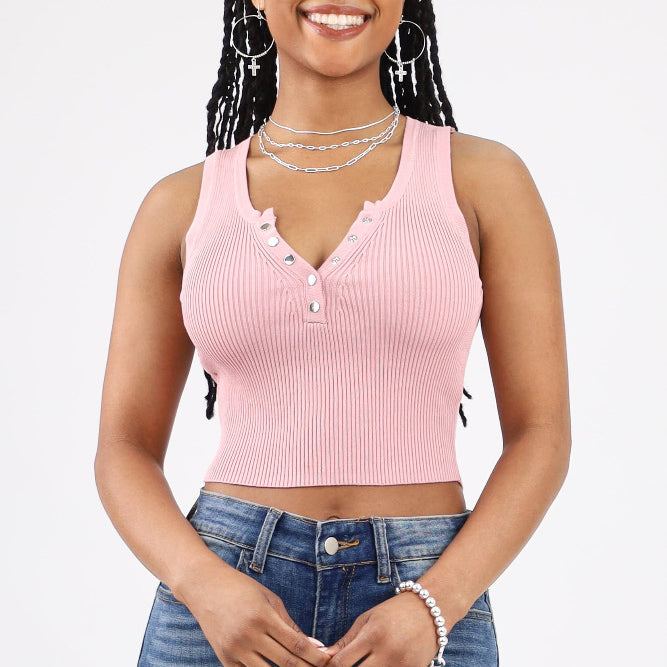 Light Pink Ribbed Tank Top
