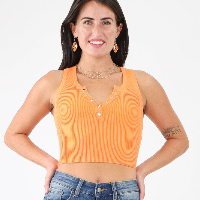 Orange Ribbed Tank Top
