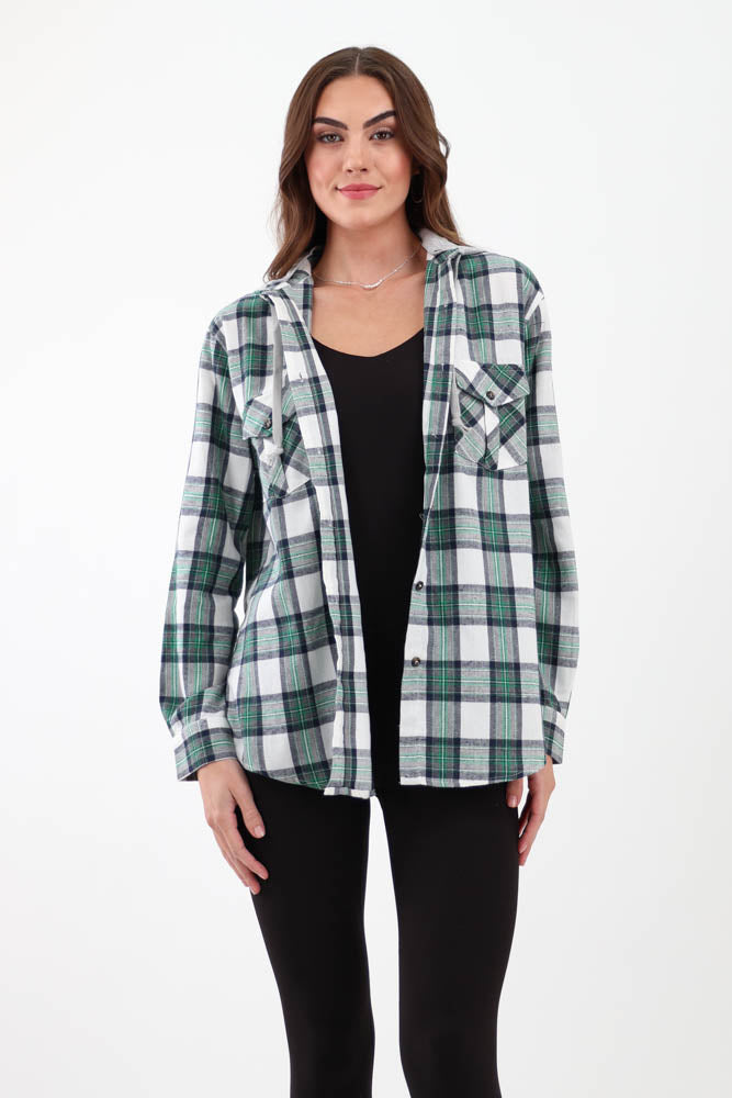 Green plaid flannel shirt