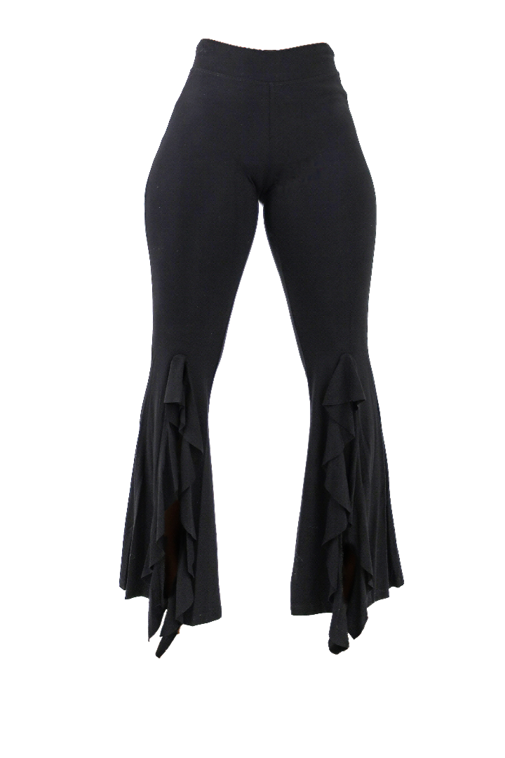 Black Front Slit Flare Leggings Flatlay