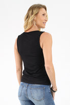 Plain back of black tank top