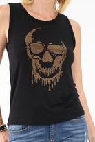 Close up of black skull tank top