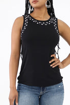 Black Embellished Tank Top