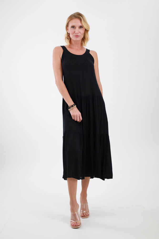 Black tiered maxi dress