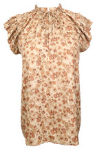 Brown flower watercolor blouse