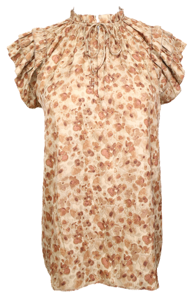 Brown flower watercolor blouse