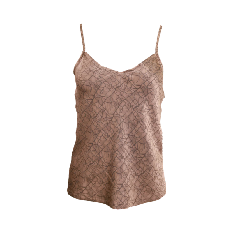 Champagne Jacquard Satin Camisole Flatlay