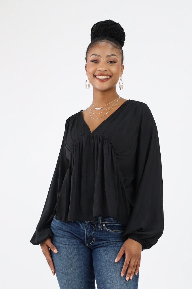 Black Satin Blouse