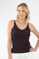 Brown V Neck Tank Top