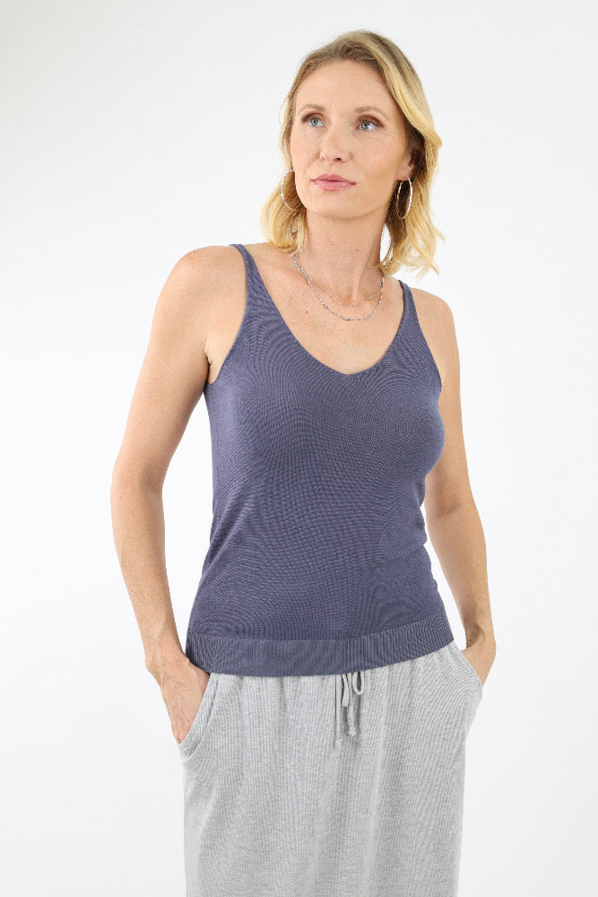 Slate V Neck Tank Top