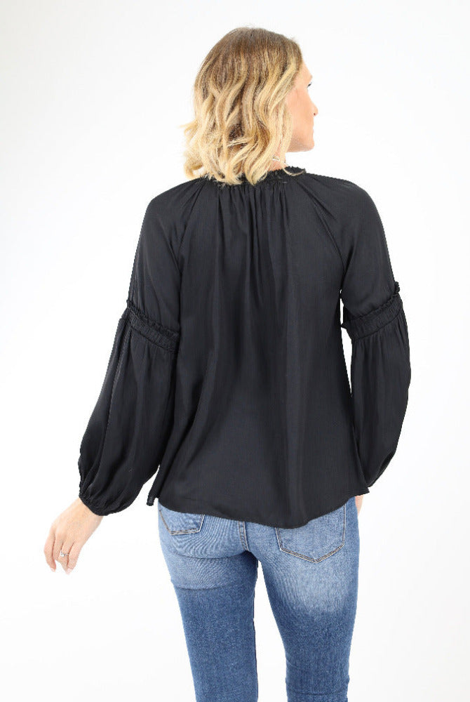 Back of satin sleeve blouse