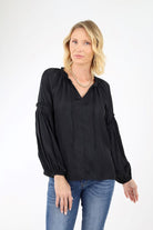 Black satin sleeve blouse