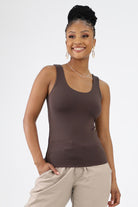 Brown U Neck womens tank top