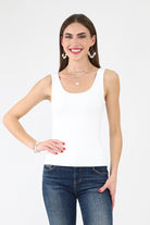 White U Neck womens tank top