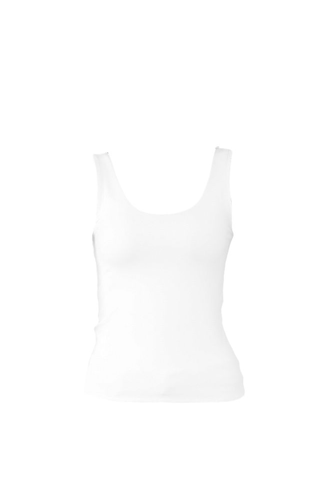 White womens tank top flatlay