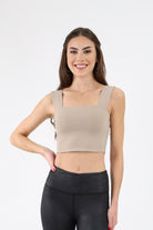 Taupe Square Neck Cropped Tank Top