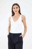 White V Neck Sleeveless Bodysuit