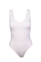 White V Neck Sleeveless Bodysuit Flatlay