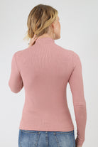 Back of Rose Ribbed Mock Neck Top