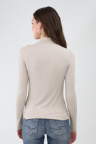 Back of Stone Ribbed Mock Neck Top