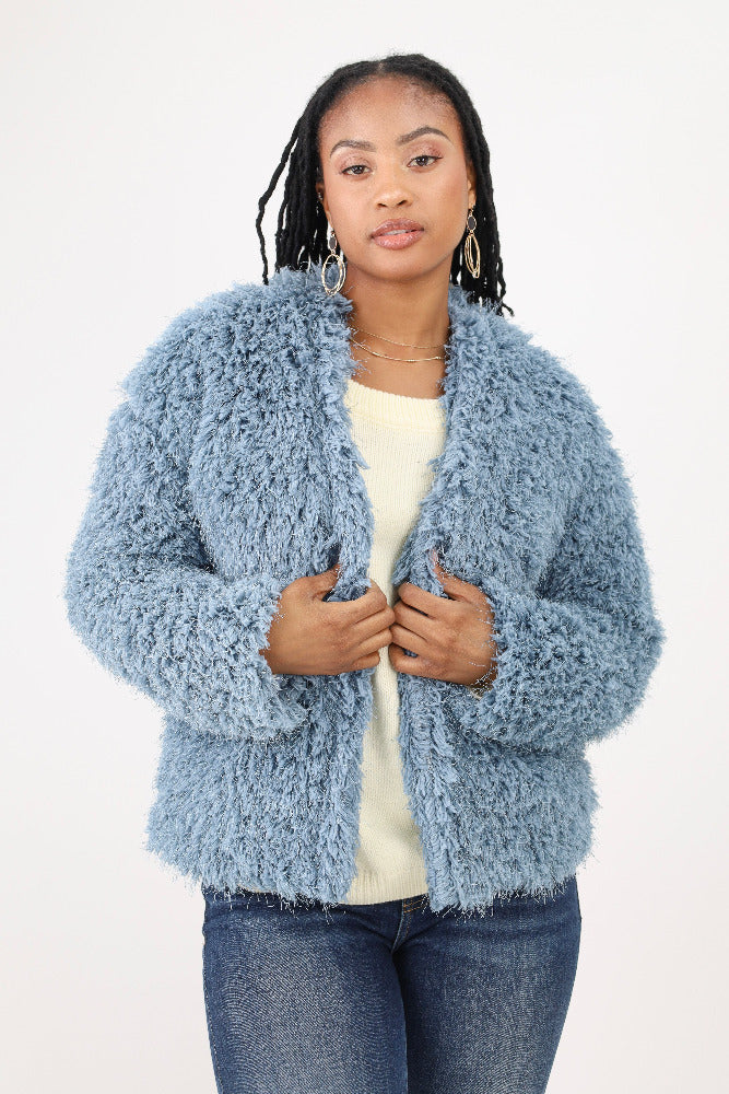 Blue Faux Fur Jacket