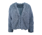 Blue Faux Fur Jacket Flatlay