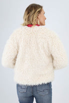 Back of Cream Faux Fur Jacket