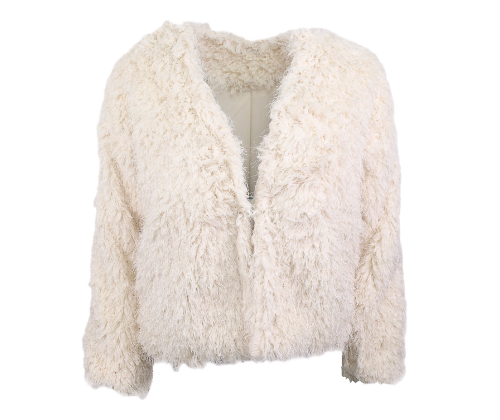 Cream Faux Fur Jacket Flatlay