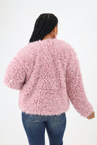 Back of Lavendar Faux Fur Jacket