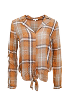 Pumpkin Plaid Tie Front Shirt Flatlay