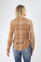 Back of Pumpkin Plaid Tie Front Shirt