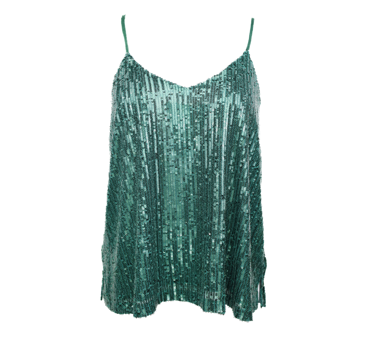 Green Sequin Tank Top Flatlay