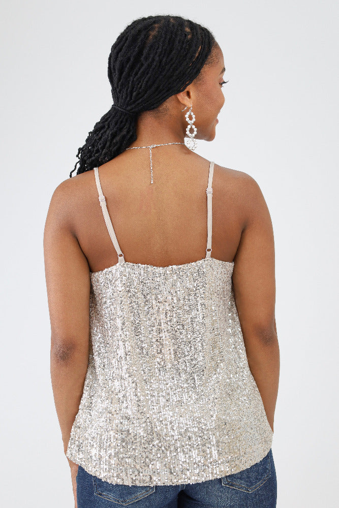 Back of Ivory Sequin Tank Top