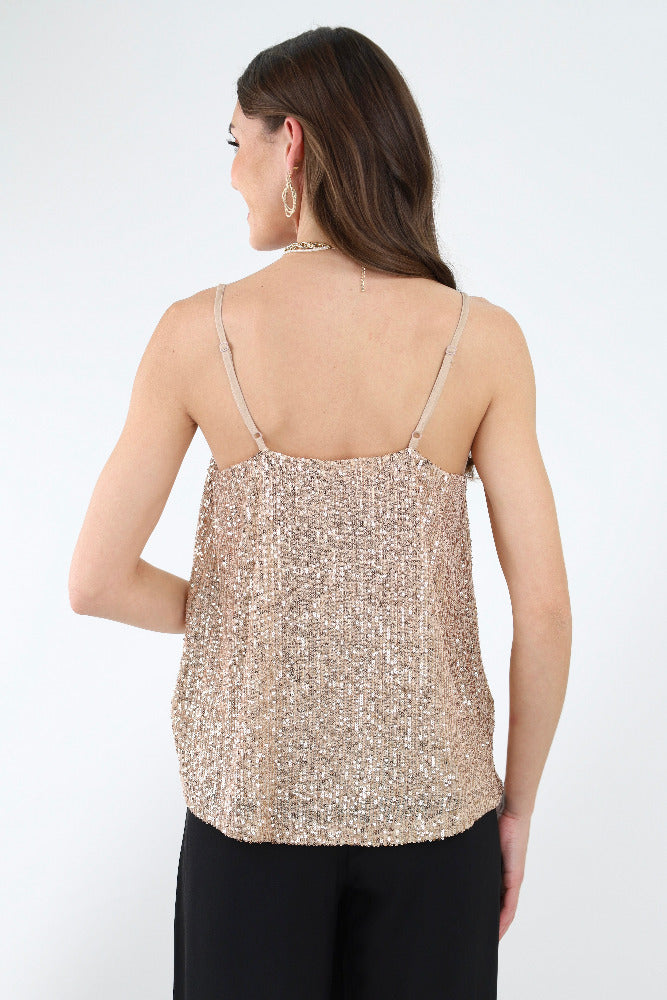 Back of Gold Sequin Tank Top