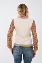 Back of Ivory and Orange Chiffon Ribbed Sweater