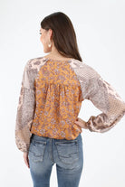 Back of Pumpkin Long Sleeve Printed Blouse