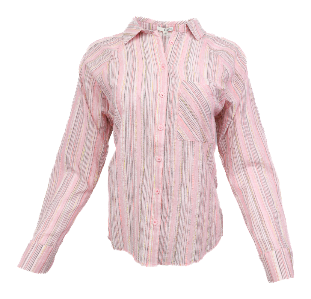 Pink Striped Woven Shirt Flatlay