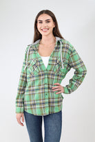 Green Plaid Hoodie Jacket