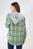 Back of Green Plaid Hoodie Jacket