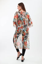 Back of Sheer Floral Duster