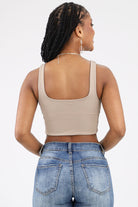 Back of Beige Cropped Tank Top