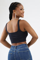 Back of Black Cropped Tank Top