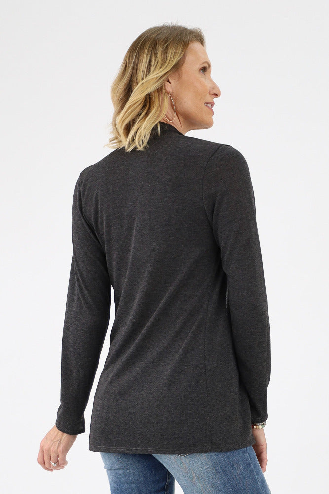 Back of Charcoal Lightweight Cardigan